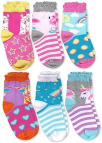 img 2 attached to 🧦 Jefferies Socks 6 Pack of Girl's Novelty Pattern Crew Socks with Unicorn, Llama, Giraffe, and Flamingo Designs