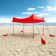 🏕️ hike crew sun shade canopy: portable beach tent shelter with upf 50+ uv protection, sandbags, carry bag, 4 poles & 3 anchor sets - perfect for wind, water & uv resistance логотип