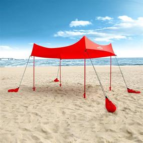 img 4 attached to 🏕️ Hike Crew Sun Shade Canopy: Portable Beach Tent Shelter with UPF 50+ UV Protection, Sandbags, Carry Bag, 4 Poles & 3 Anchor Sets - Perfect for Wind, Water & UV Resistance