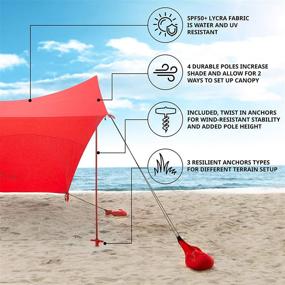 img 3 attached to 🏕️ Hike Crew Sun Shade Canopy: Portable Beach Tent Shelter with UPF 50+ UV Protection, Sandbags, Carry Bag, 4 Poles & 3 Anchor Sets - Perfect for Wind, Water & UV Resistance