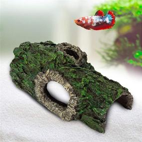 img 4 attached to 🌳 AQQA Aquarium Trunk Decoration: Resin Hideout Cave for Betta Fish, Reptiles, and Turtles - Hollow Tree Log Trunk Ornament