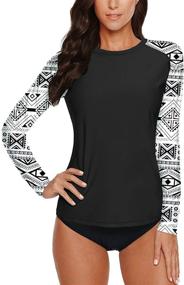 img 2 attached to Stay Stylish and Protected with Women's Tropical Athletic Rashguard Shirts, Swimsuits & Cover Ups