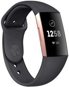 img 3 attached to CyberDig Silicone Sports Replacement Bands for Fitbit Charge 3, 🖤 3 SE, 4, and 4 SE - Large, Black with Black Buckle