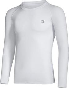 img 3 attached to Boys' Compression Shirt - Youth Fleece Thermal Long Sleeve Cold Gear Undershirts for Boys