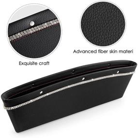 img 2 attached to 🚗 Car Gap Filler Organizer Box with Rhinestone Crystal Design - Leather Seat Gap Storage Pocket for Phone, Sunglasses, Keys - 1 Pack