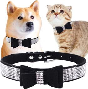 img 4 attached to TEEMERRYCA Sparkly Rhinestone Pink Bling Diamond Dog Collars with Bow - Breakaway Safety Cat Collar for Christmas Decorative Necklace