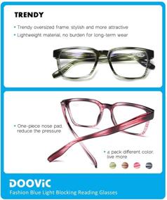 img 2 attached to DOOViC 4 Pack Fashion Striped Computer Reading Glasses | Blue Light Blocking, Anti Eyestrain | Spring Hinge Stylish Readers for Women | 1.00 Strength | Enhance SEO