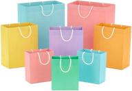 🎁 assorted recyclable gift bags (8 bags: 3 small 6&#34;, 3 medium 9&#34;, 2 large 13&#34;) in pastel blue, pink, yellow, purple, orange, and green for birthdays, easter, baby gifts, and bridal showers - hallmark logo