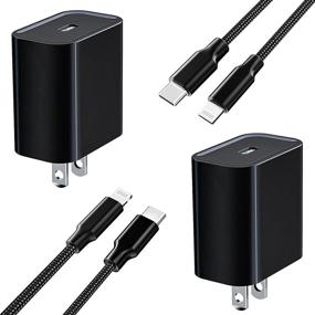 img 4 attached to [Сертифицированный Apple MFi] Зарядное устройство от Veetone на 20 Вт с USB C и функцией Power Delivery с разъемом для стены и кабель 6FT Type C to Lightning с быстрой зарядкой и синхронизацией, оплеткой для iPhone 13/12/11/XS/XR/X/iPad/AirPods - Быстрое зарядное устройство для iPhone