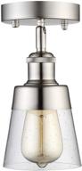 contemporary glass semi flush mount ceiling light with clear seeded glass shade - brushed nickel finish for hallway, living room, bedroom, kitchen, entryway логотип