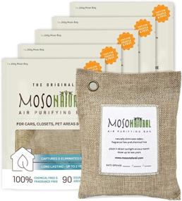 img 4 attached to 🌬️ MOSO NATURAL: The Original Air Purifying Bag 200g (5 Pack) - Effective Odor Eliminator for Cars, Closets, Bathrooms, Pet Areas - Unscented, Chemical-Free - Beige Linen Design