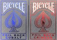 🚴 bicycle metal luxe metalluxe rider back playing cards v2: crimson red & cobalt blue decks - high-quality bicycle cards! logo