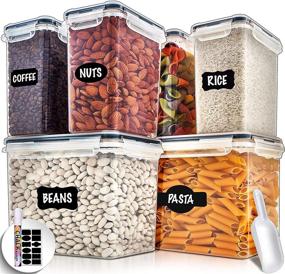 img 4 attached to 🍱 Set of 6 Large Airtight Food Storage Containers with Lids - Perfect Flour Container for Kitchen Pantry Storage - Air Tight Containers for Flour Storage - Kitchen Storage Containers with Airtight Lids