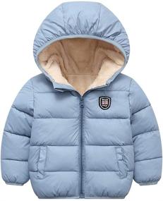 img 4 attached to 🧥 Happy Cherry Boys Girls Hooded Down Jacket - Winter Warm Fleece Coat, Windproof Zipper Puffer Outerwear for Ages 2T-7T