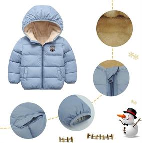 img 3 attached to 🧥 Happy Cherry Boys Girls Hooded Down Jacket - Winter Warm Fleece Coat, Windproof Zipper Puffer Outerwear for Ages 2T-7T