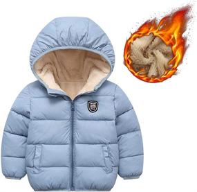 img 2 attached to 🧥 Happy Cherry Boys Girls Hooded Down Jacket - Winter Warm Fleece Coat, Windproof Zipper Puffer Outerwear for Ages 2T-7T