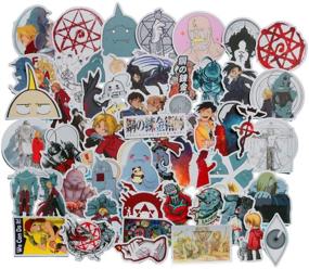 img 1 attached to 🎎 Japanese Anime Stickers: Fullmetal Alchemist Cartoon Lovely Boy and Girl Sticker Set - Laptop, Computer, Bedroom, Wardrobe, Car, Skateboard, Motorcycle, Bicycle, Mobile Phone, Luggage, Guitar - DIY Decal