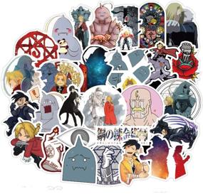 img 4 attached to 🎎 Japanese Anime Stickers: Fullmetal Alchemist Cartoon Lovely Boy and Girl Sticker Set - Laptop, Computer, Bedroom, Wardrobe, Car, Skateboard, Motorcycle, Bicycle, Mobile Phone, Luggage, Guitar - DIY Decal