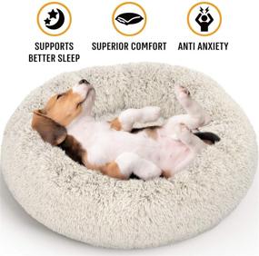 img 2 attached to 🐾 Calming Dog Bed - Active Pets Plush Donut Bed for Small, Medium & Large Dogs - Anti Anxiety Dog Bed - Soft Fuzzy Cat Bed - Comfy Marshmallow Cuddler Nest Calming Pet Bed for Dogs & Cats