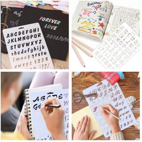 img 2 attached to 📝 Set of 6 Reusable Alphabet Stencils - UCEC 8.2x12.2 Inch Letter and Number Templates for Bullet Journal Supplies, Card Making, Scrapbooking, and DIY Craft Projects