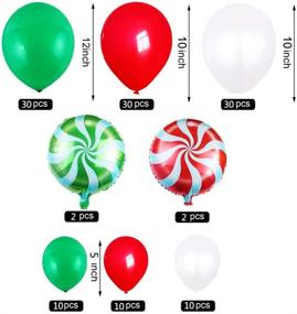 img 3 attached to Набор для создания арочного гирлянды из 126 штук шаров на Рождество: зеленые, красные, белые латексные шары, фольгированные шары в форме конфет, инструменты для завязывания, клейкие точки - идеальные украшения для Рождественской вечеринки!