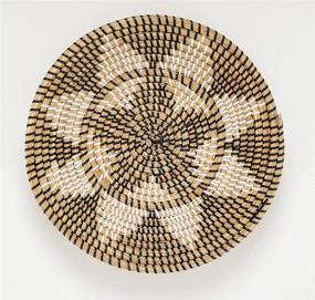 img 1 attached to 🌿 Boho Chic Wicker Wall Basket Decor - Stylish Hanging Woven Seagrass Flat Baskets for Living Room or Bedroom, Unique Round Wall Art