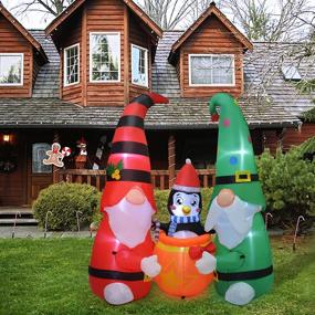 img 3 attached to 5.2 FT MRTREUP Christmas Inflatable Gnomes with Penguin, LED Lights, Indoor Outdoor Garden Decorations - Blow Up Yard Decor for Christmas