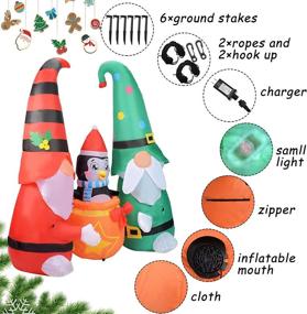 img 1 attached to 5.2 FT MRTREUP Christmas Inflatable Gnomes with Penguin, LED Lights, Indoor Outdoor Garden Decorations - Blow Up Yard Decor for Christmas