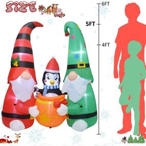 img 2 attached to 5.2 FT MRTREUP Christmas Inflatable Gnomes with Penguin, LED Lights, Indoor Outdoor Garden Decorations - Blow Up Yard Decor for Christmas