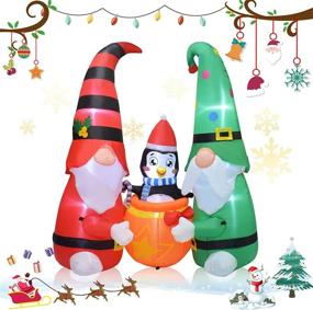 img 4 attached to 5.2 FT MRTREUP Christmas Inflatable Gnomes with Penguin, LED Lights, Indoor Outdoor Garden Decorations - Blow Up Yard Decor for Christmas