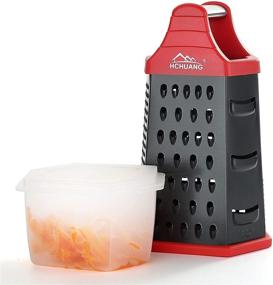 img 4 attached to Hchuang Nonstick Coating Stainless Steel Kitchen Grater with 6 Sides - Versatile Handheld Food Graders for Cheese, Vegetables, Ginger, and More - Includes Detachable Storage Container with Lid - Red