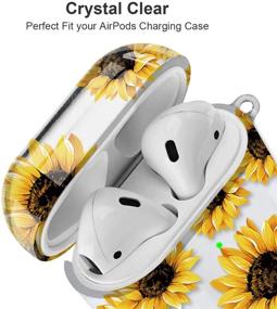 img 3 attached to 🌻 Чехол для AirPods Maxjoy: милый цветочный дизайн, защита от ударов с карабином - идеальный выбор для девушек, мальчиков, женщин и мужчин - подсолнухи прозрачные