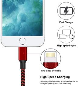 img 2 attached to 5 пакетов кабелей Lightning Mfi Certified 6FT для iPhone - USB синхронизация данных и высокоскоростной шнур из нейлона - совместим с iPhone 12 11 Pro Max XR XS X 8 8 Plus iPad iPod Air и другими