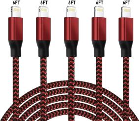 img 4 attached to 5 пакетов кабелей Lightning Mfi Certified 6FT для iPhone - USB синхронизация данных и высокоскоростной шнур из нейлона - совместим с iPhone 12 11 Pro Max XR XS X 8 8 Plus iPad iPod Air и другими