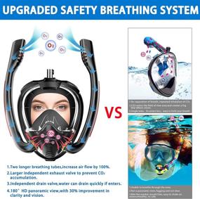 img 3 attached to Maoyea Full Face Snorkel Mask - Snorkeling Gear for Adults, Youth, and Kids with Dry Top Breathing System Double-Tube Set and Camera Mount - Anti-Leak Swimming Mask for Women and Men