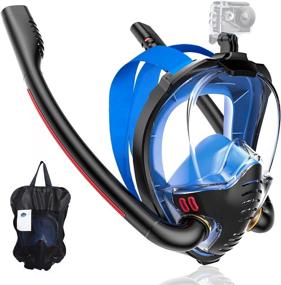 img 4 attached to Maoyea Full Face Snorkel Mask - Snorkeling Gear for Adults, Youth, and Kids with Dry Top Breathing System Double-Tube Set and Camera Mount - Anti-Leak Swimming Mask for Women and Men