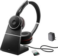 jabra evolve 75 bluetooth headset uc bundle with active environmental canceling - versatile compatibility for softphone voice & video apps, mobile, tablets, mac, pc headphones logo