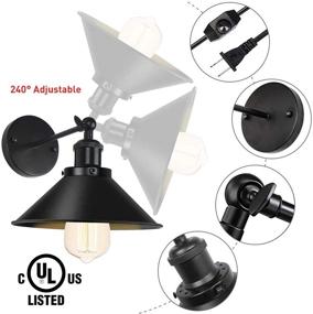 img 2 attached to Vintage Black Dimmable Plug in Wall Sconce 2 Pack Swing Arm - Industrial Wall Light with Switch - Perfect for Restaurant, Bedroom, Corridor, Farmhouse