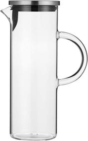 img 3 attached to 🍹 Handmade 50 oz Glass Pitcher with Handle and Lid – Ideal for Hot/Cold Water, Iced Lemon Tea, and Juice Beverage