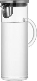 img 2 attached to 🍹 Handmade 50 oz Glass Pitcher with Handle and Lid – Ideal for Hot/Cold Water, Iced Lemon Tea, and Juice Beverage