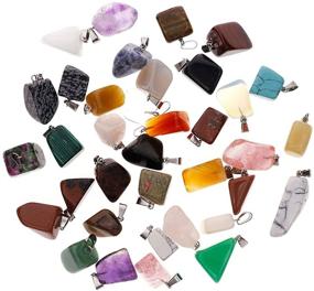 img 3 attached to Transform Your Necklace with KeyZone's 60 Irregular Healing Stone Pendants - DIY Jewelry Making at its Best!