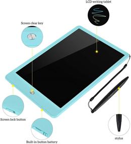 img 1 attached to 🎨 GRINETH 10-inch Colorful LCD Writing Tablet – Erasable Doodle Pad for Boys and Girls – Educational Toy Gift (Blue)