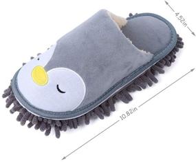 img 3 attached to 🐧 KISSTAKER Mop Slippers: Washable Microfiber Cleaning Shoes for Effortless House Floor Dusting - Includes 1 Extra Chenille Sole (Grey Penguin)