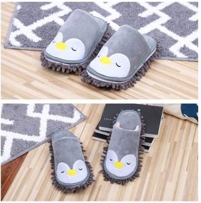 img 1 attached to 🐧 KISSTAKER Mop Slippers: Washable Microfiber Cleaning Shoes for Effortless House Floor Dusting - Includes 1 Extra Chenille Sole (Grey Penguin)