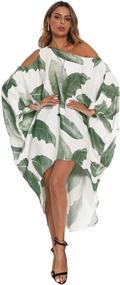 img 4 attached to 👗 BB&KK Women's Flowy Batwing Beach Cover Up Dress - Summer Maxi with Cold Shoulder and Loose Kaftan Design