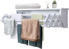 img 4 attached to 🧺 Tangkula Wood Expandable Wall Mount Drying Rack for Bathroom Home - Towel Rack, Laundry Hanger, Clothes Rack