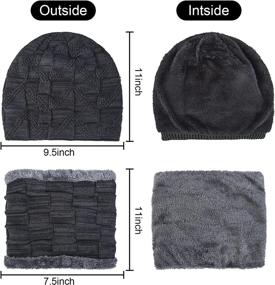 img 2 attached to 🧣 Stay Warm with the Winter Beanie Hat Scarf Gloves Set for Men - Knit, Thick, Slouchy Cap, Neck Warmer, and Touchscreen Gloves (3-Piece Set)