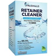 🦷 freshield retainer & denture cleaner tablets - eliminate stains, plaque, odors - invisalign, dentures, retainers, mouth guards, braces, teeth straighteners, night guards, dental appliance compatible logo
