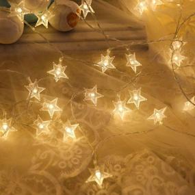 img 1 attached to 🌟 Lwind Battery Operated Stars String Lights, 19.68 FT 40 LED 2 Modes Warm White String Lights for Bedroom Wedding Party Garden Decoration, Stars Warm White