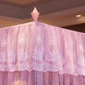 img 1 attached to 🎀 Mengersi Twin Size Pink Canopy Bed Curtains with 4 Corners - Bed Canopies Net for Girls and Kids